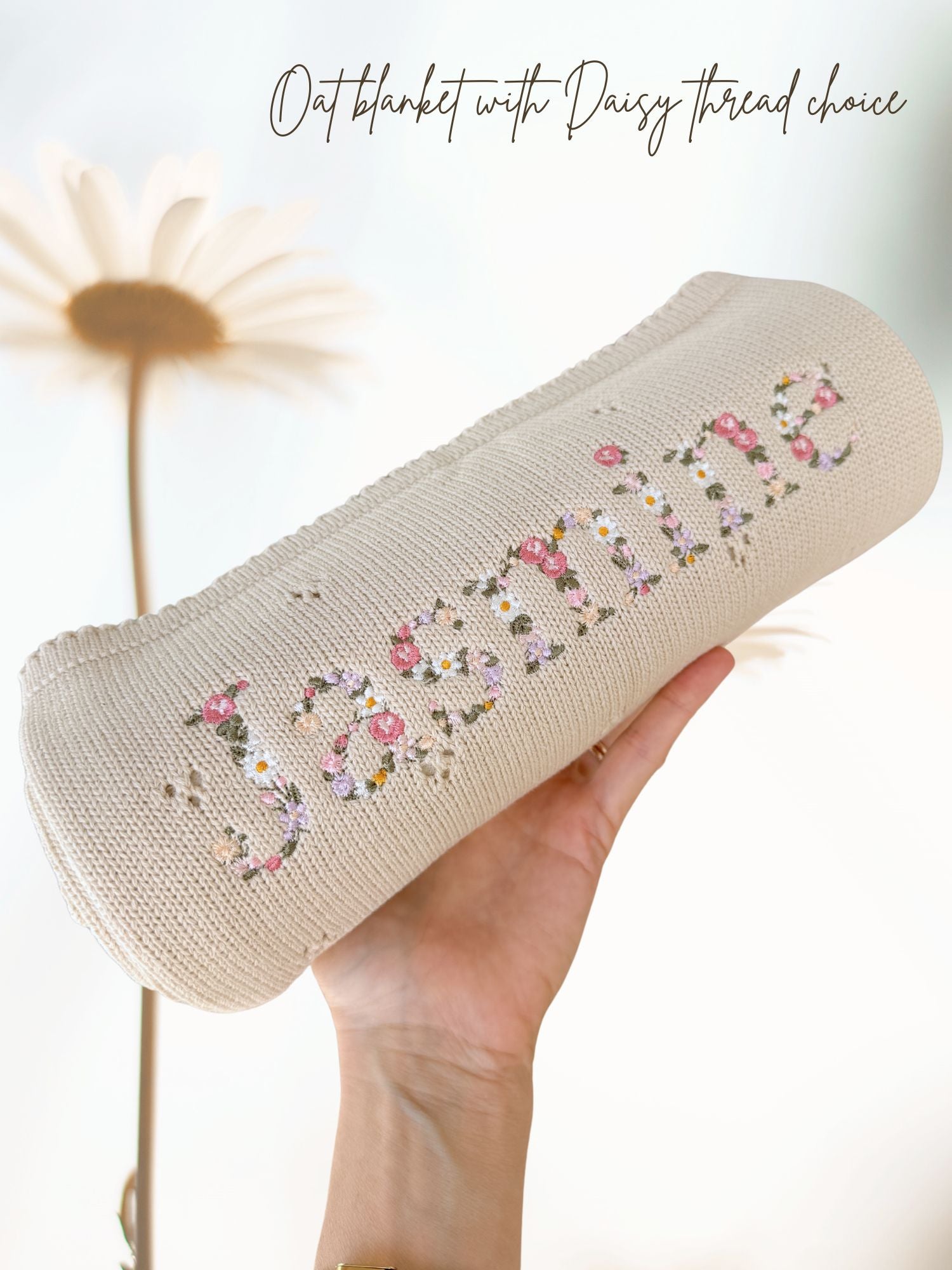 Pointelle Floral Embroidered Baby Blanket