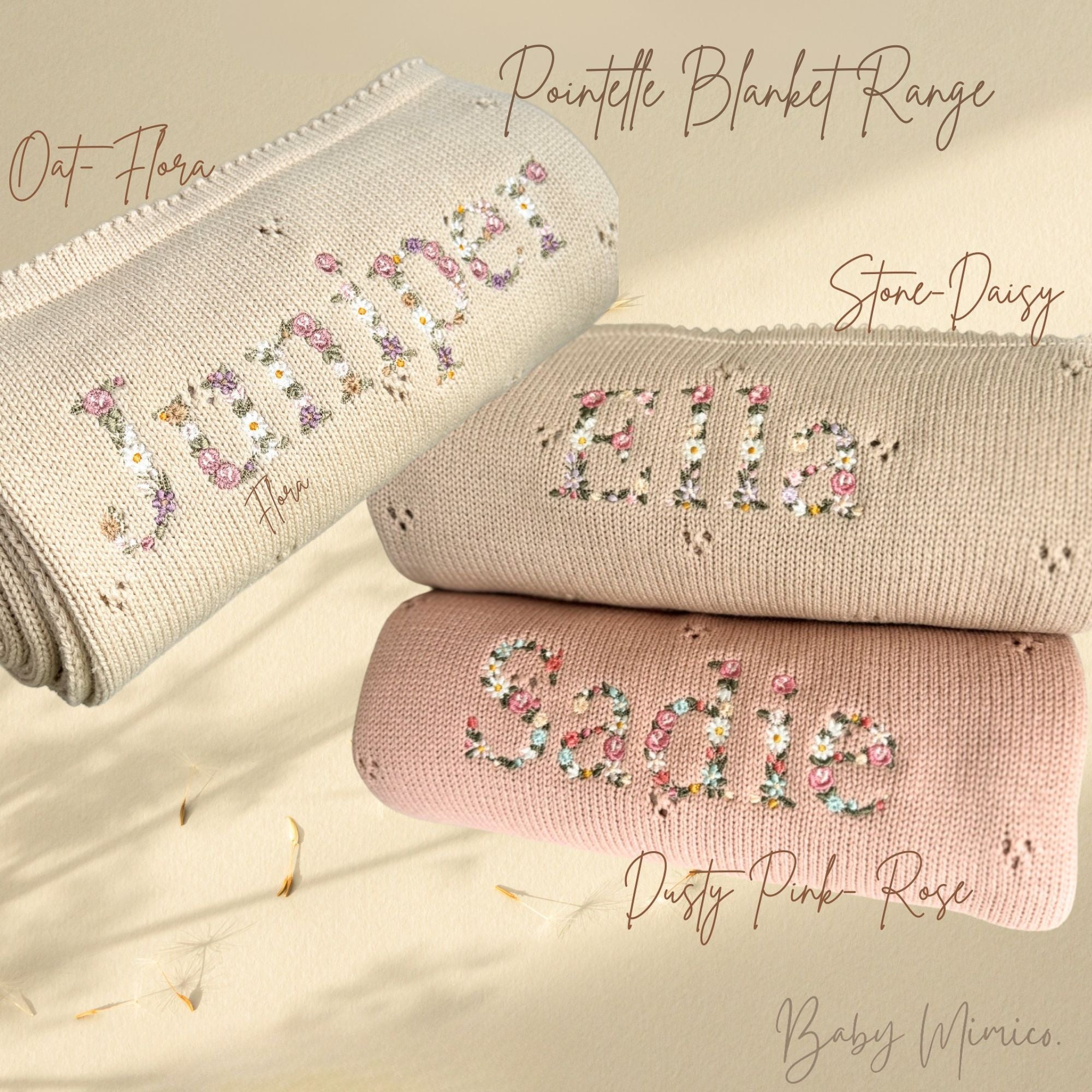 Pointelle Floral Embroidered Baby Blanket