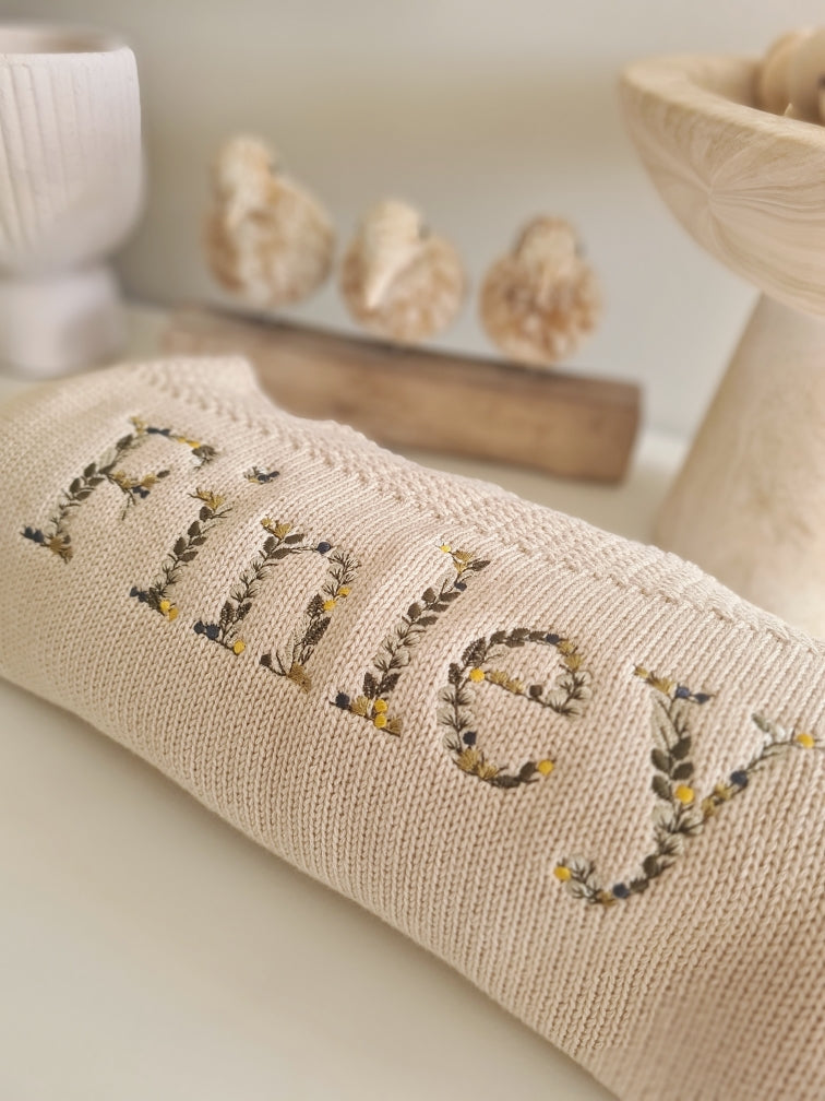 Embroidered Vine Baby Blanket