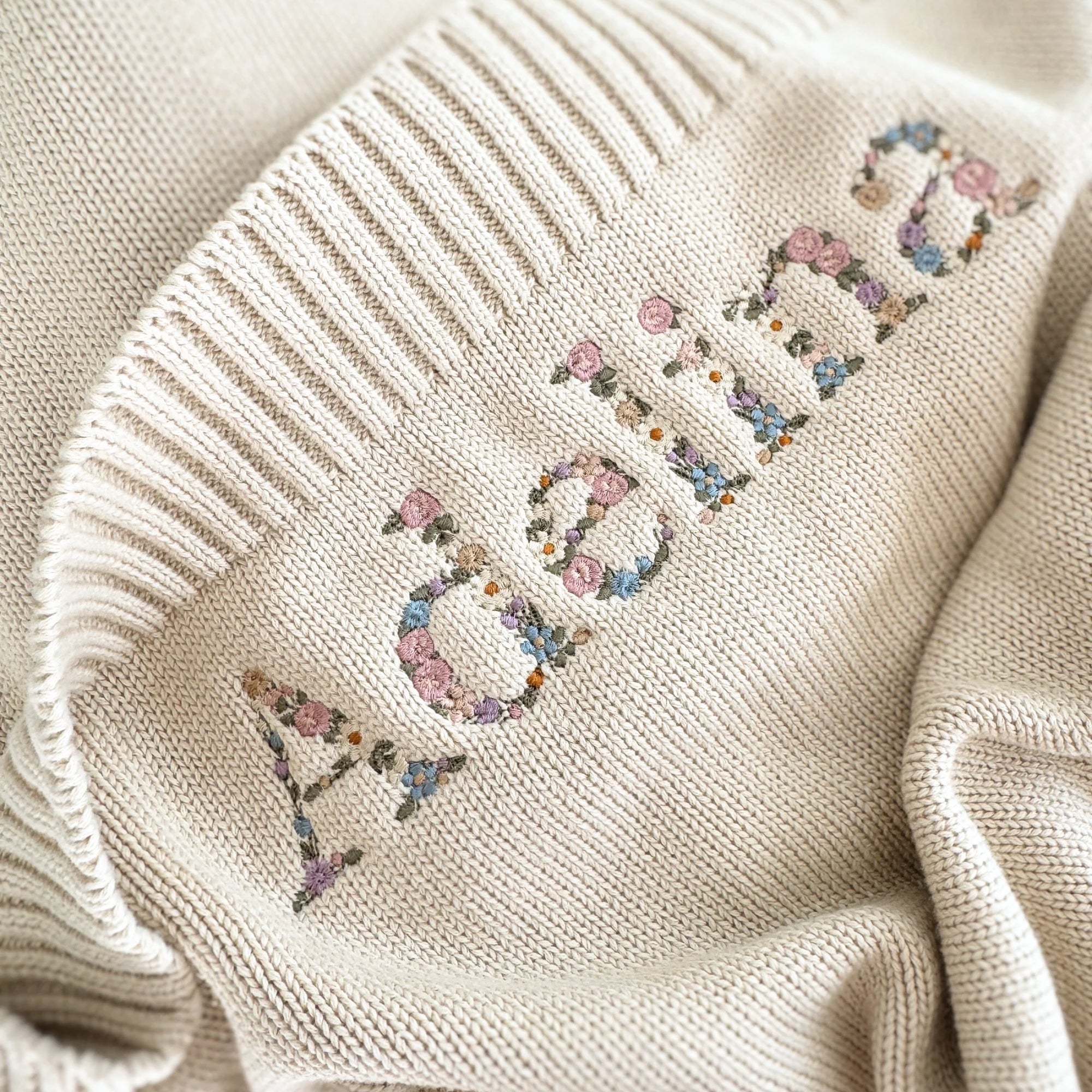 Embroidered Floral Baby Blanket