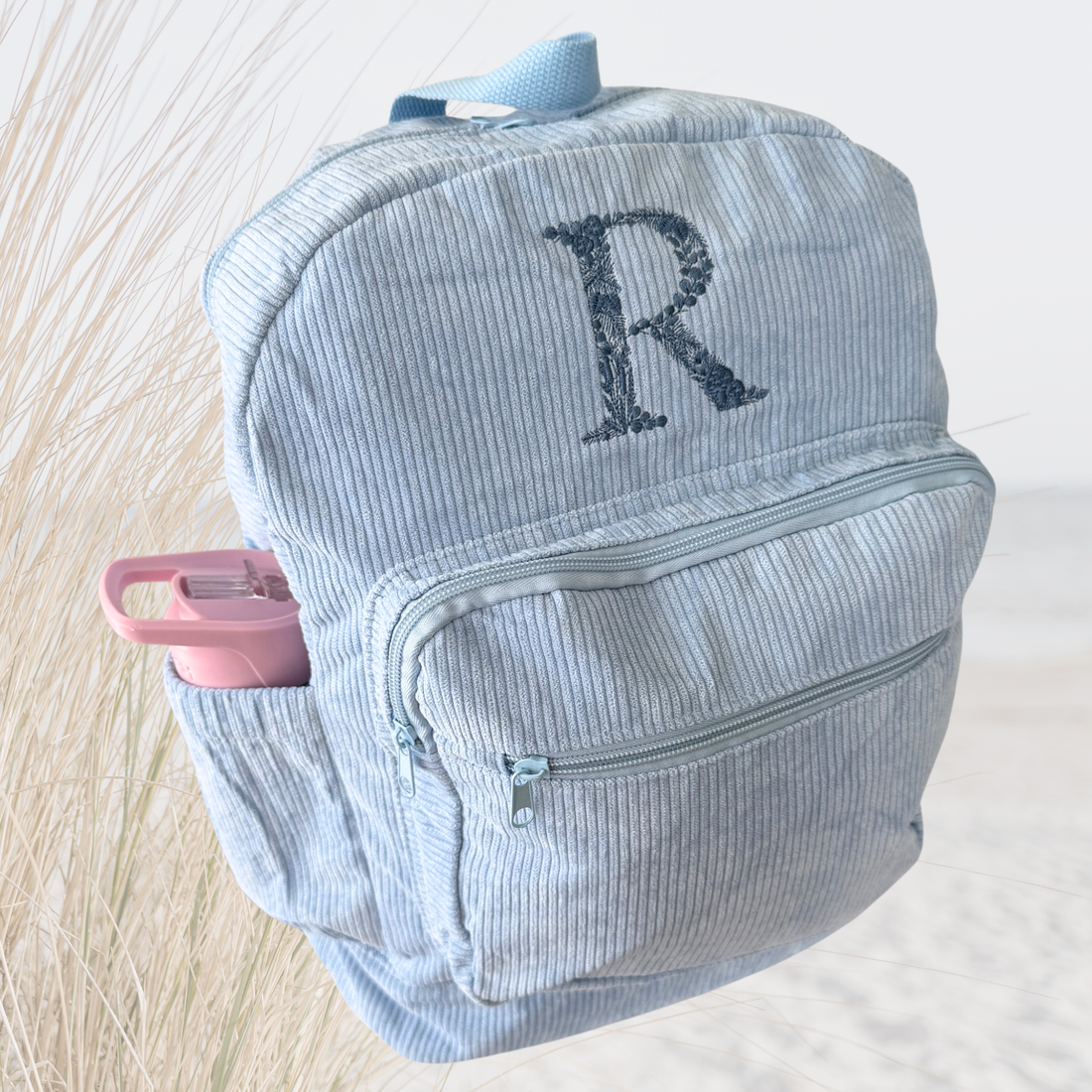 Personalised Corduroy Backpack- Blue