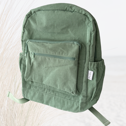 Personalised Corduroy Backpack- Green