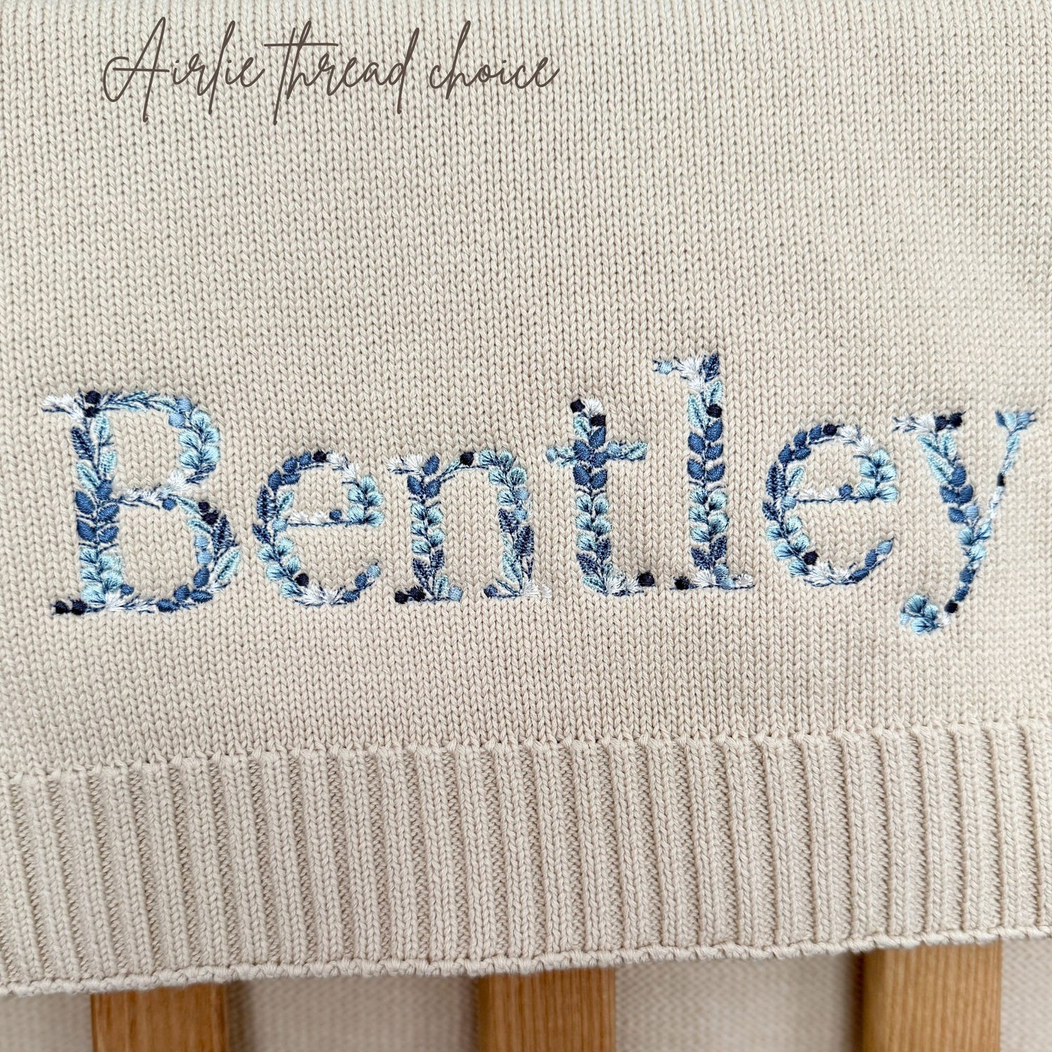 Embroidered Vine Baby Blanket