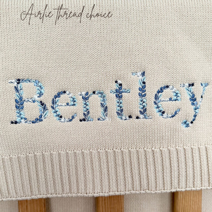 Embroidered Vine Baby Blanket