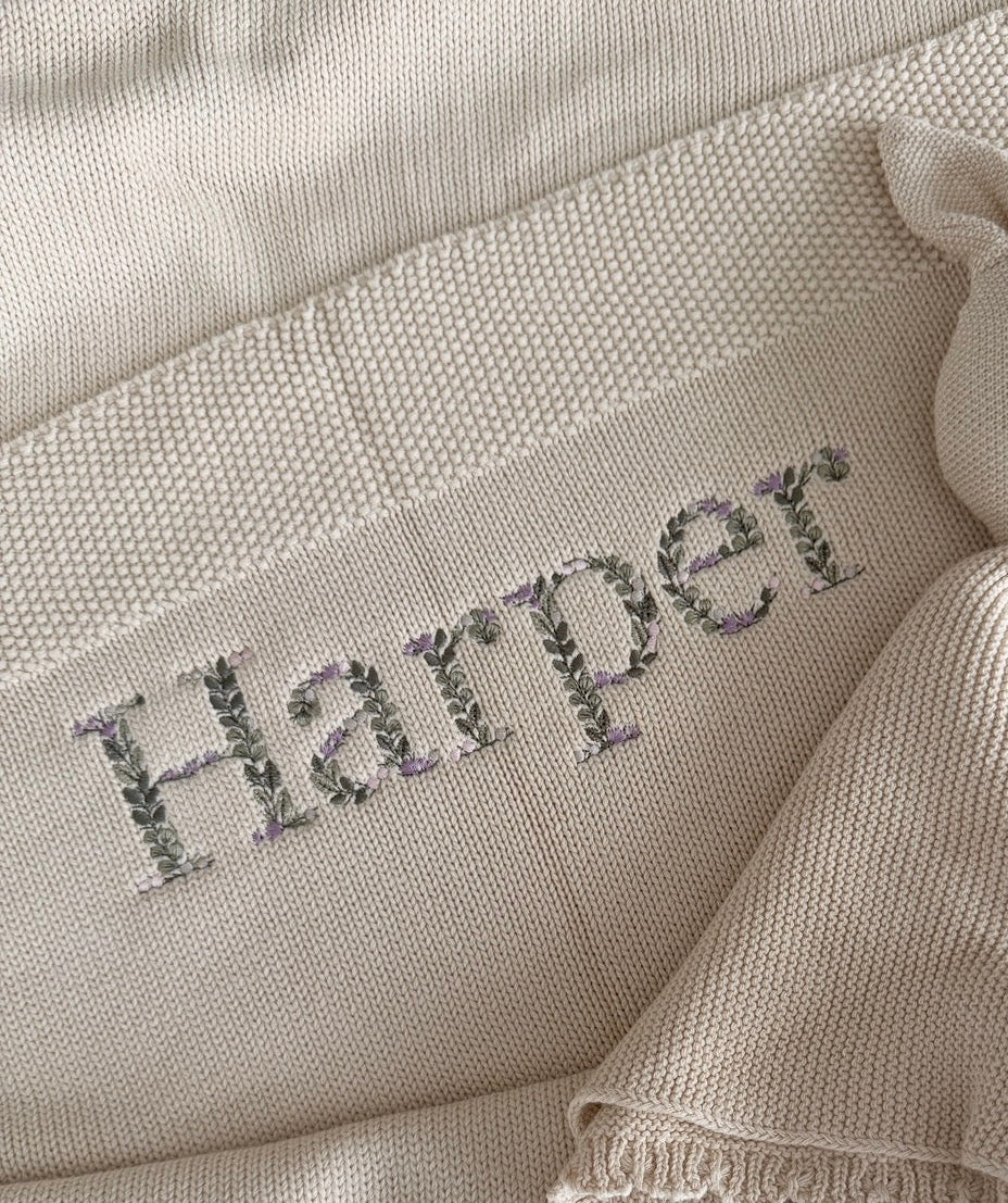 Embroidered Vine Baby Blanket