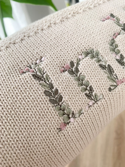 Embroidered Vine Baby Blanket