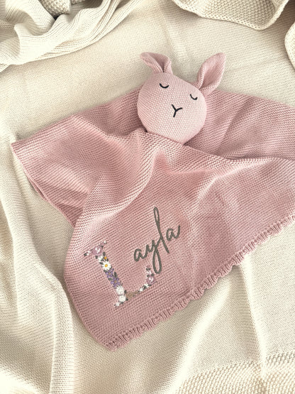 Rabbit comforter Floral embroidered letter