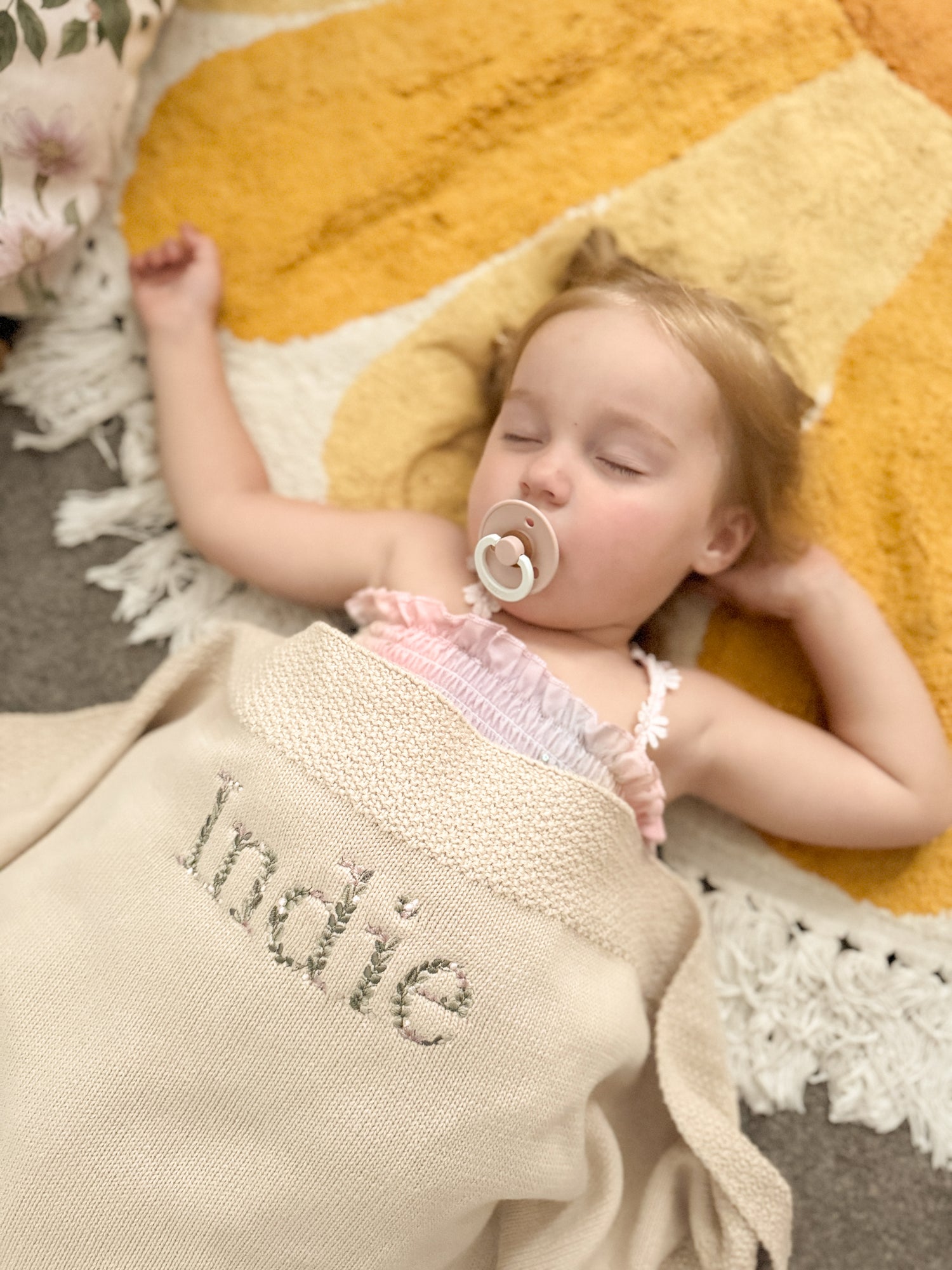 Embroidered Vine Baby Blanket