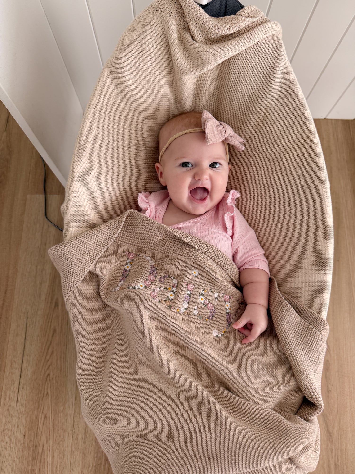 Embroidered Floral Baby Blanket - Large font