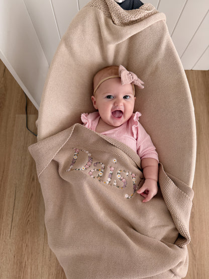 Embroidered Floral Baby Blanket - Large font
