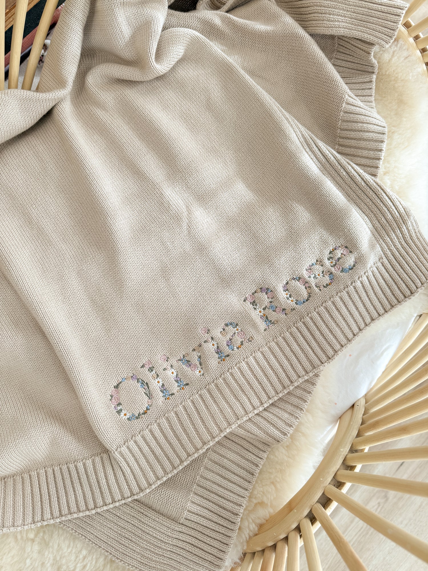 Embroidered Floral Baby Blanket