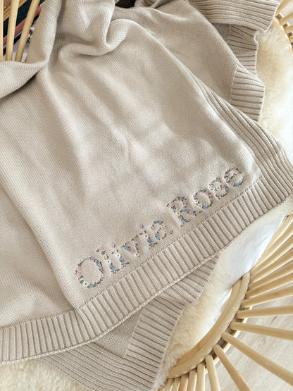 Embroidered Floral Baby Blanket