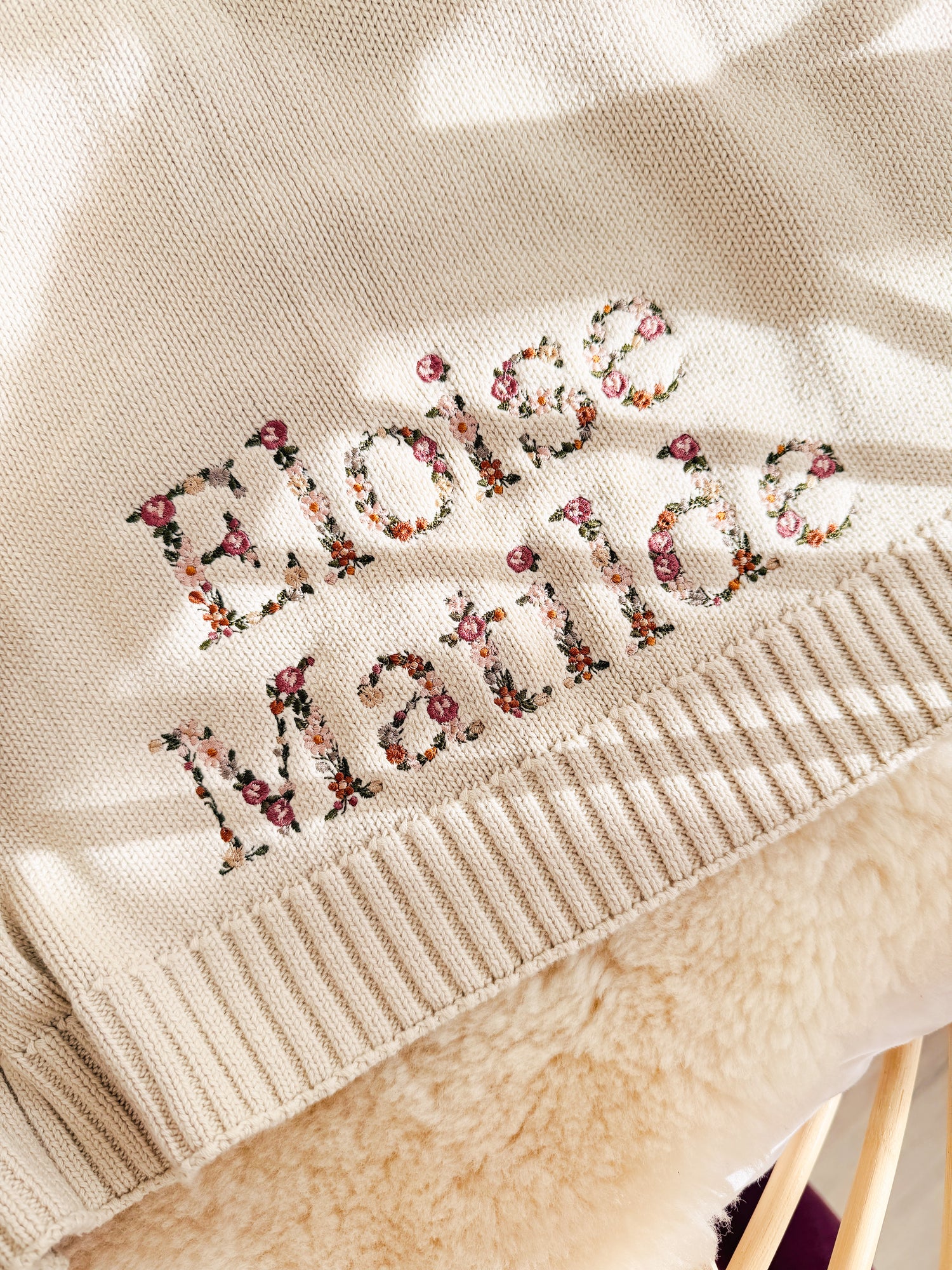 Embroidered Floral Baby Blanket