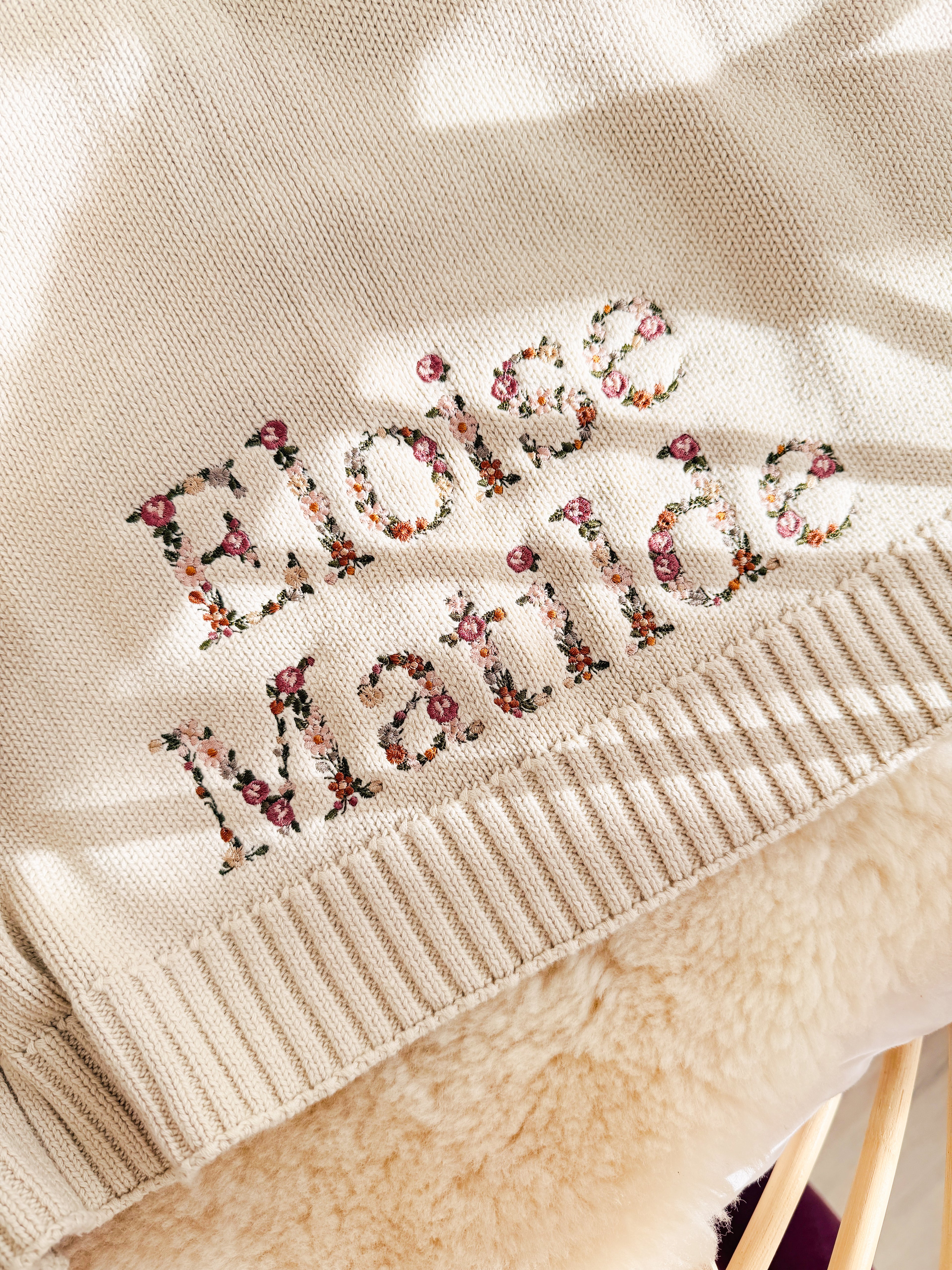 Embroidered Floral Baby Blanket