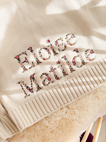 Embroidered Floral Baby Blanket