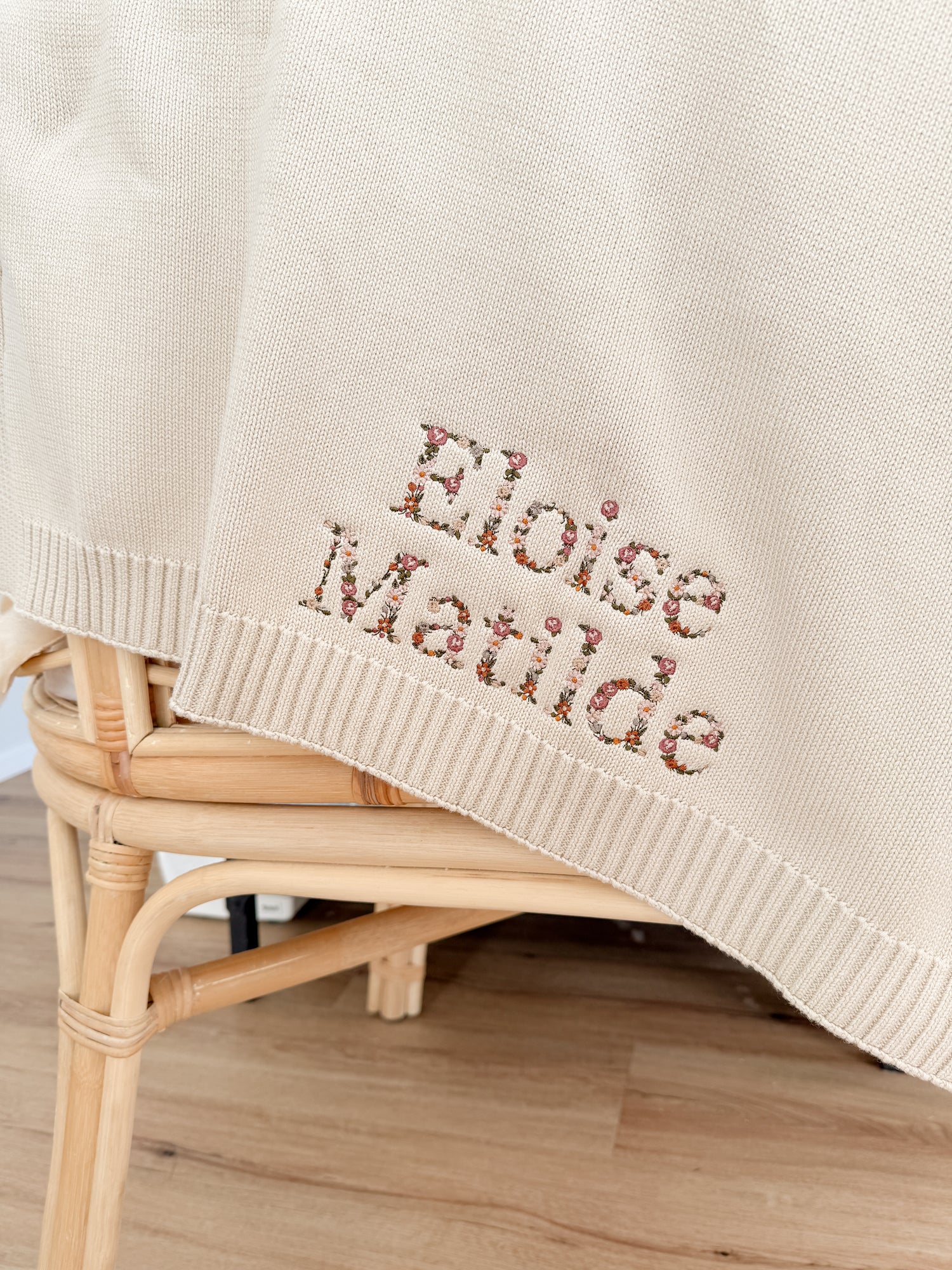 Embroidered Floral Baby Blanket