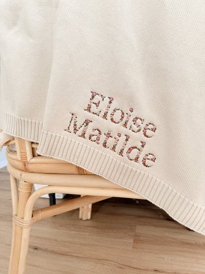 Embroidered Floral Baby Blanket