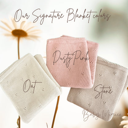 Pointelle Floral Embroidered Baby Blanket