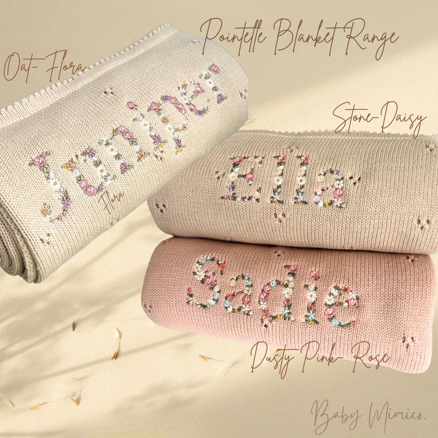 Pointelle Floral Embroidered Baby Blanket