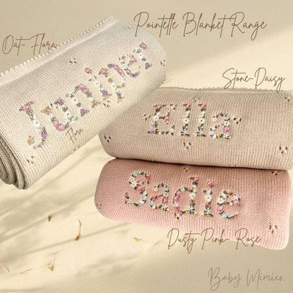Pointelle Floral Embroidered Baby Blanket