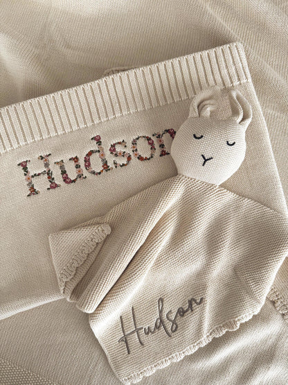 Floral Blanket &amp; Rabbit Comforter Set Personalised