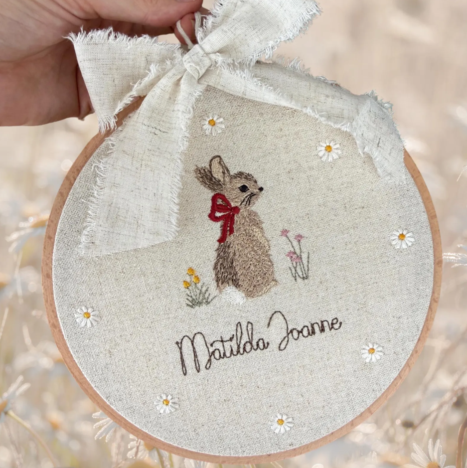 Embroidered personalized Rabbit hoop