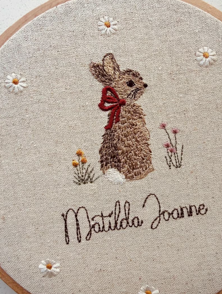 Embroidered personalized Rabbit hoop