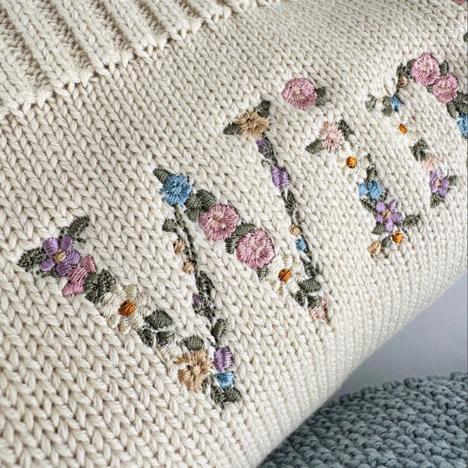 Embroidered Floral Baby Blanket