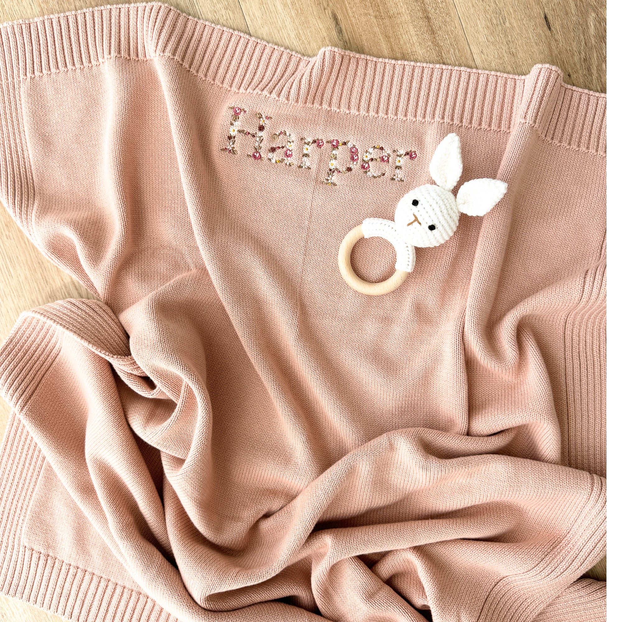 Embroidered Floral Baby Blanket