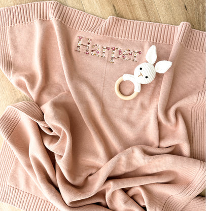 Embroidered Floral Baby Blanket