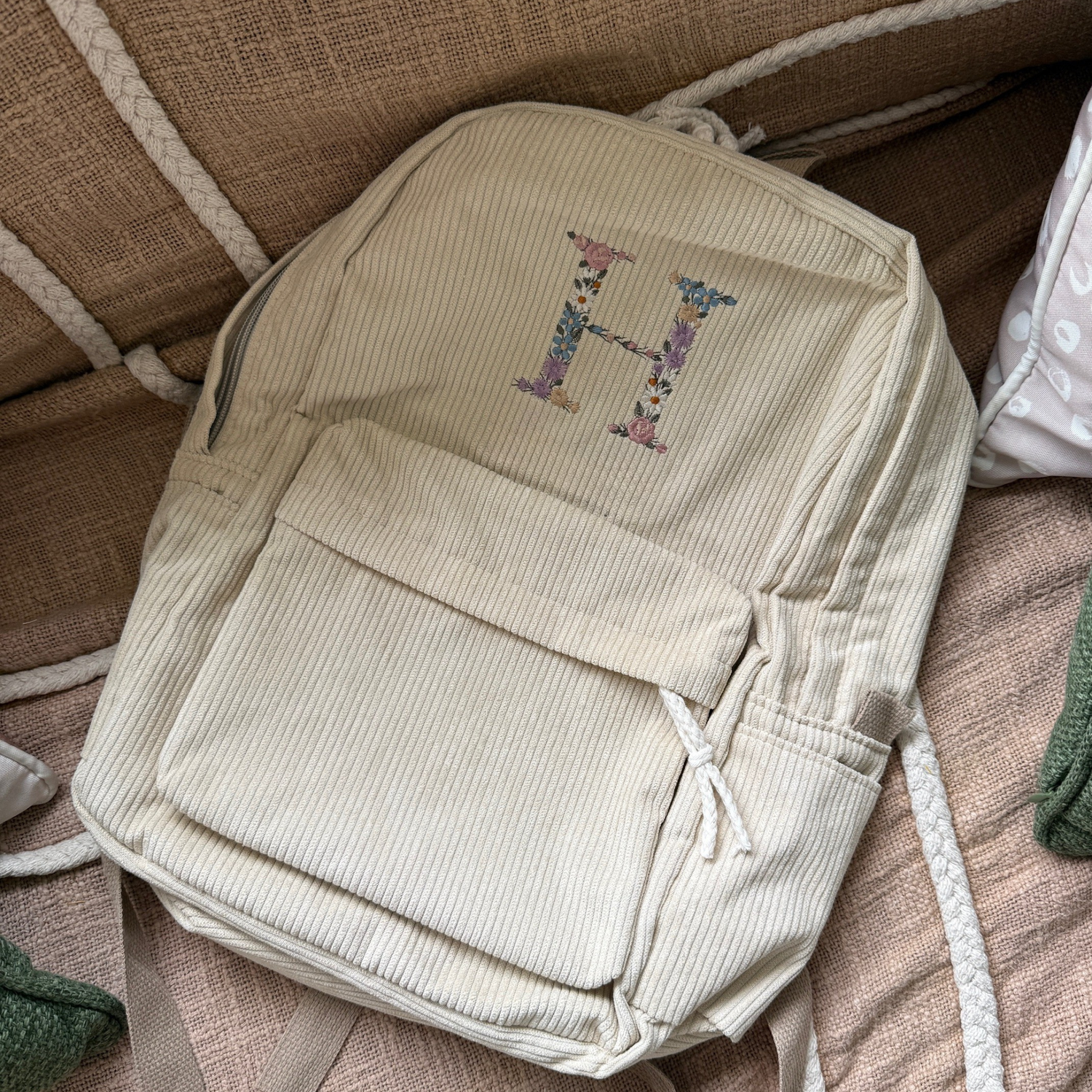Personalised Corduroy Backpack- Oat
