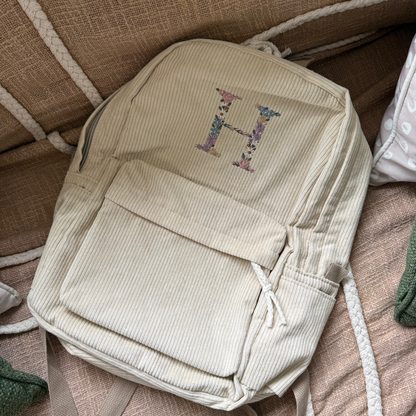 Personalised Corduroy Backpack- Oat
