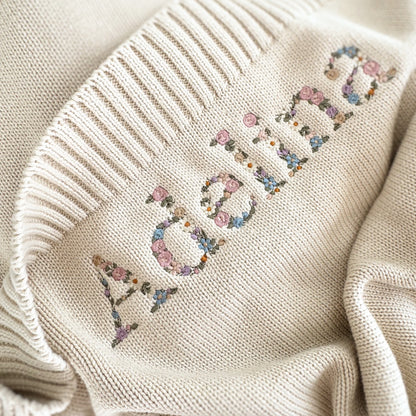 Embroidered Floral Baby Blanket