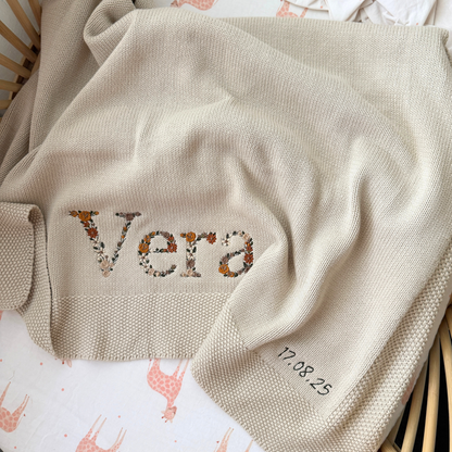 Embroidered Floral Baby Blanket - Large font