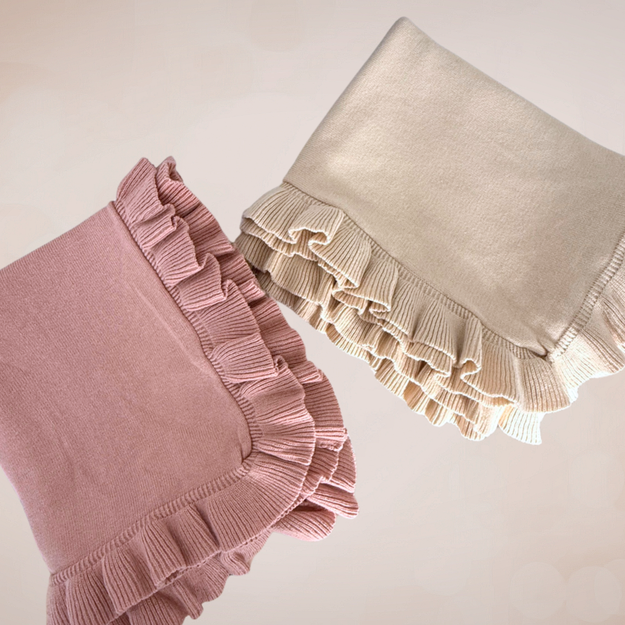 Floral embroidered ruffle blanket- Large font