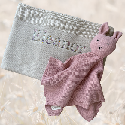 Floral Blanket &amp; Rabbit Comforter Set — Personalised