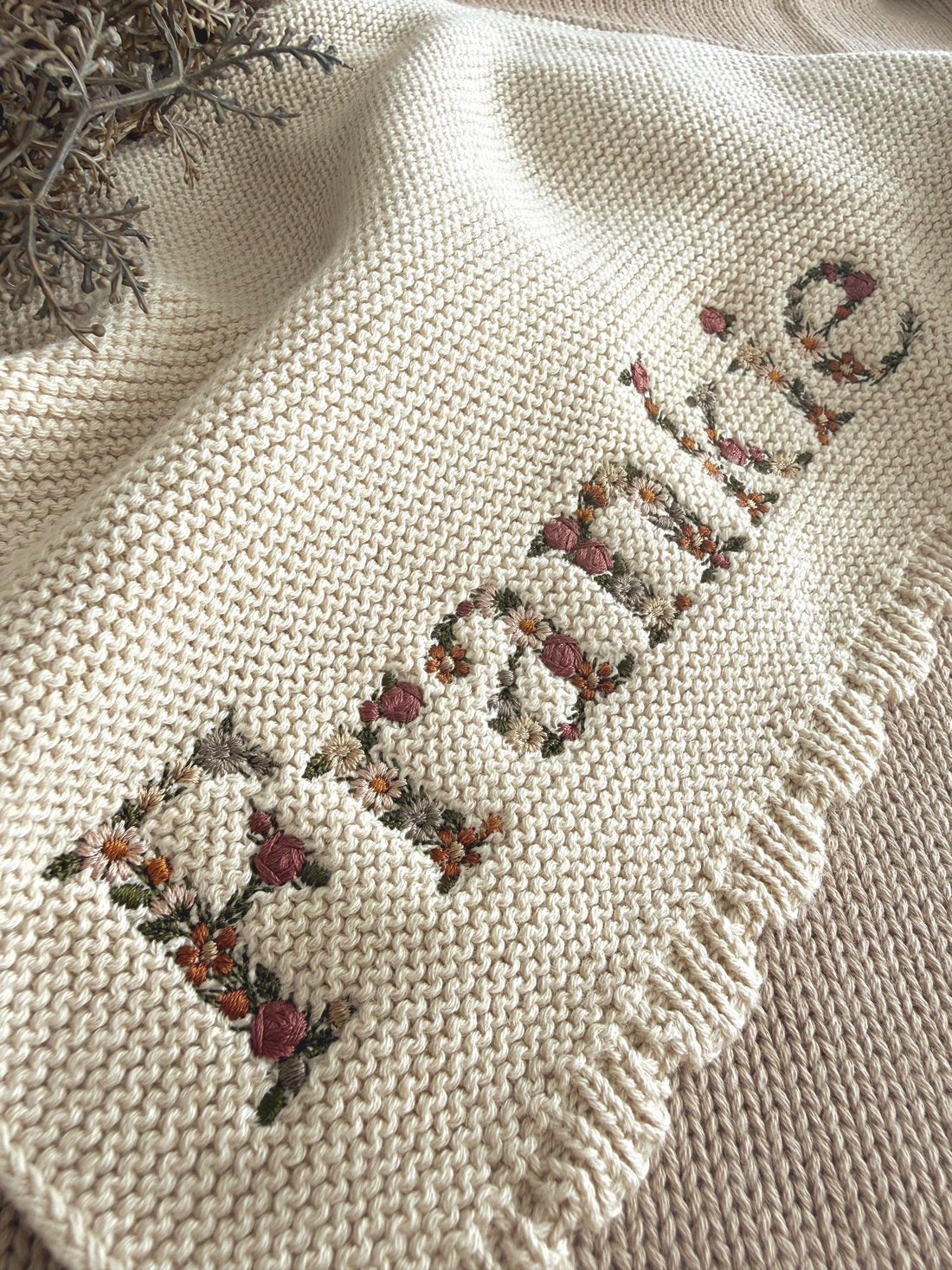 Rabbit comforter with Floral embroidered name