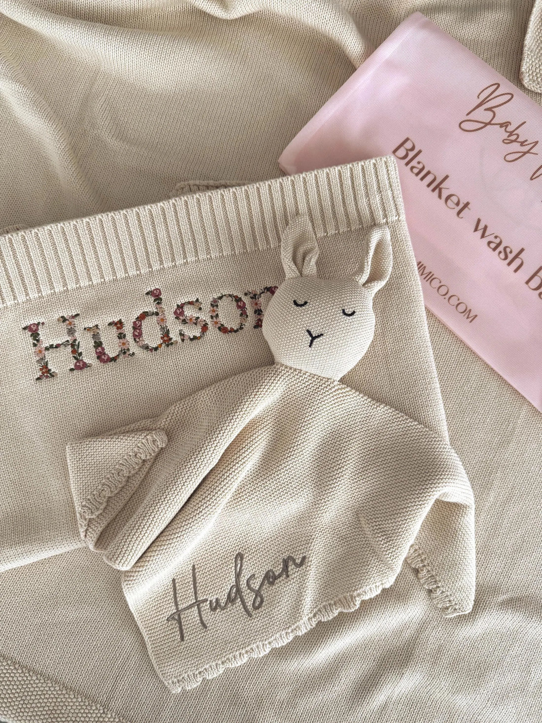 Floral Blanket &amp; Rabbit Comforter Set Personalised