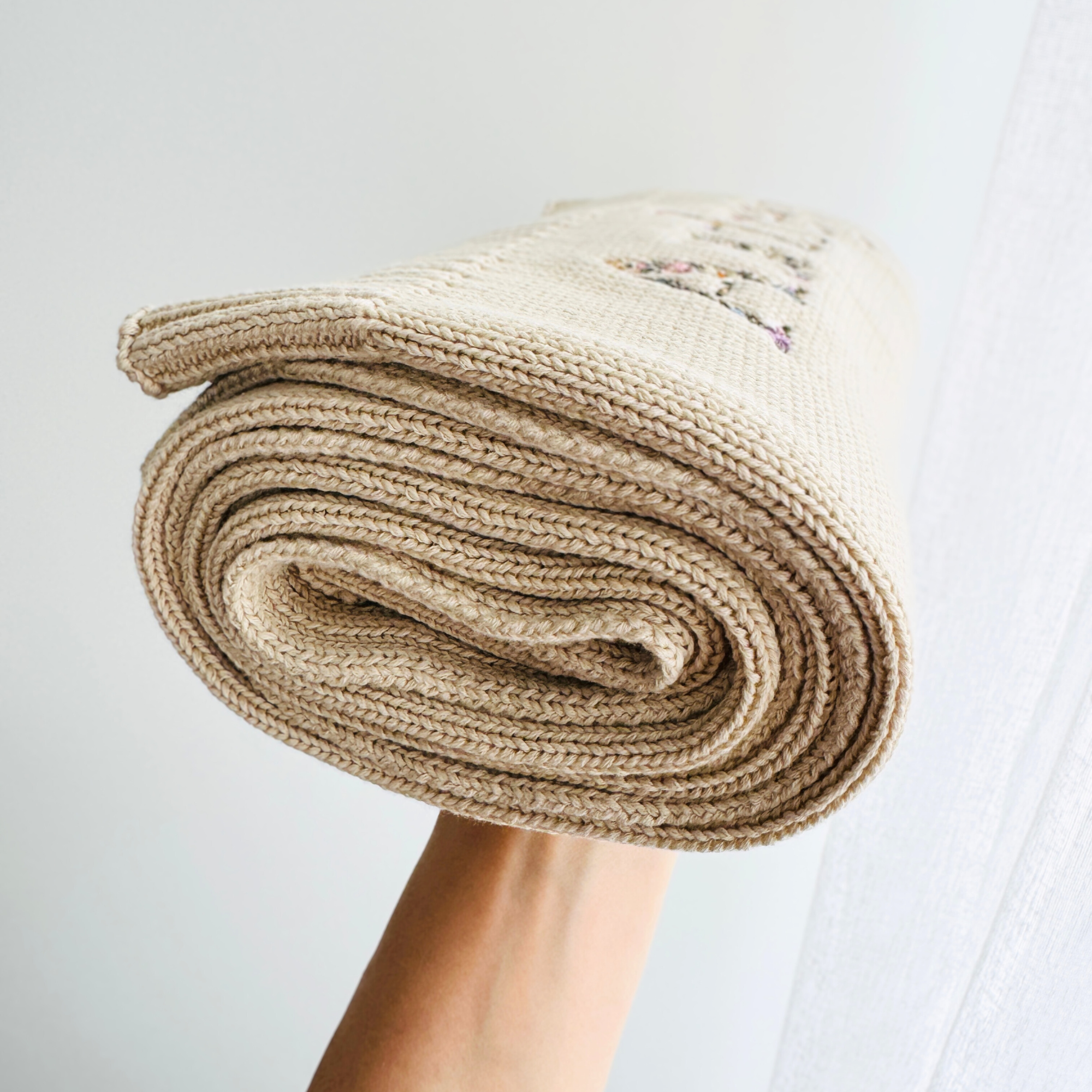 Embroidered Floral Baby Blanket